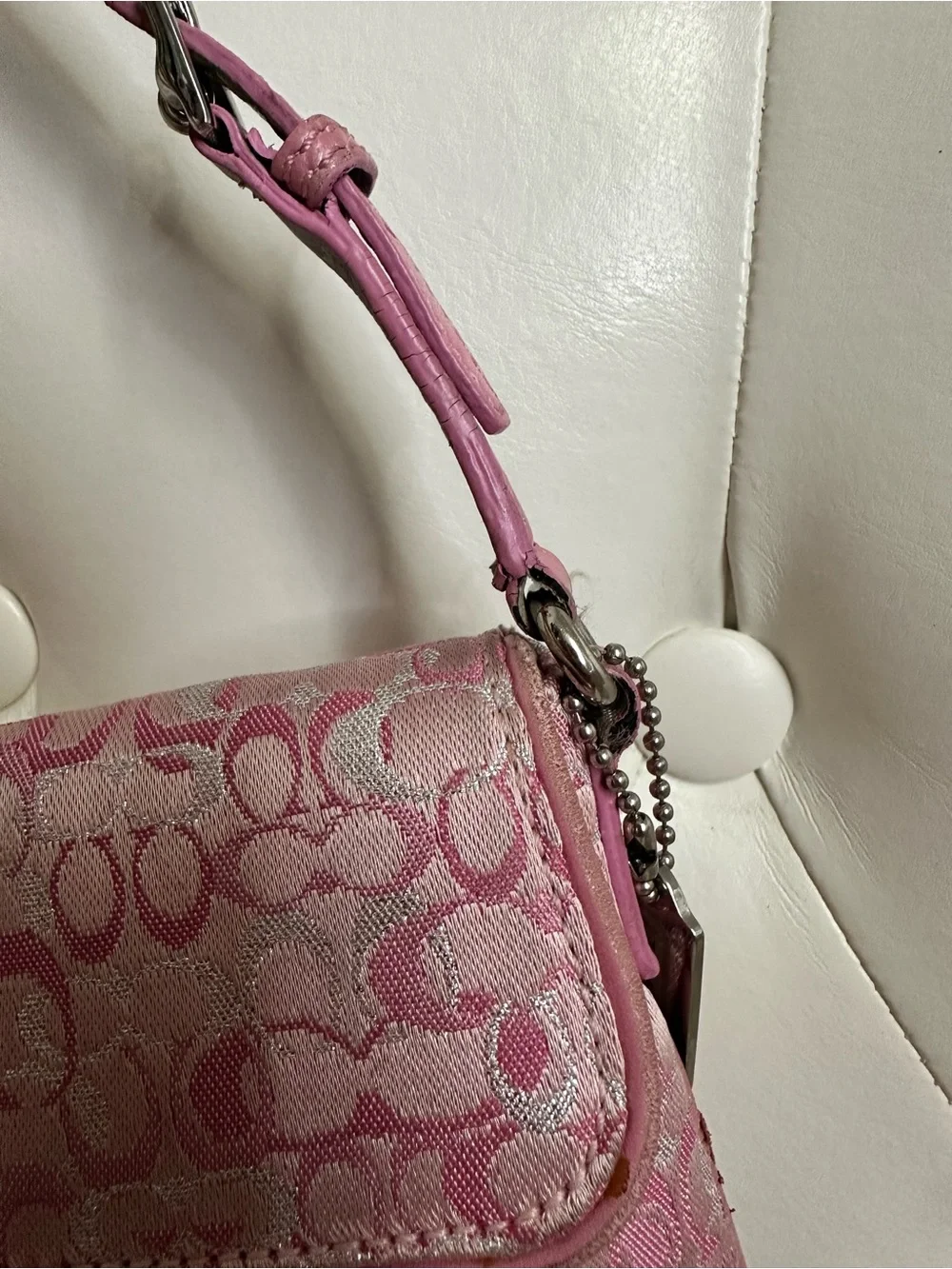 Coach Pink Signature Jacquard Shoulder Clutch